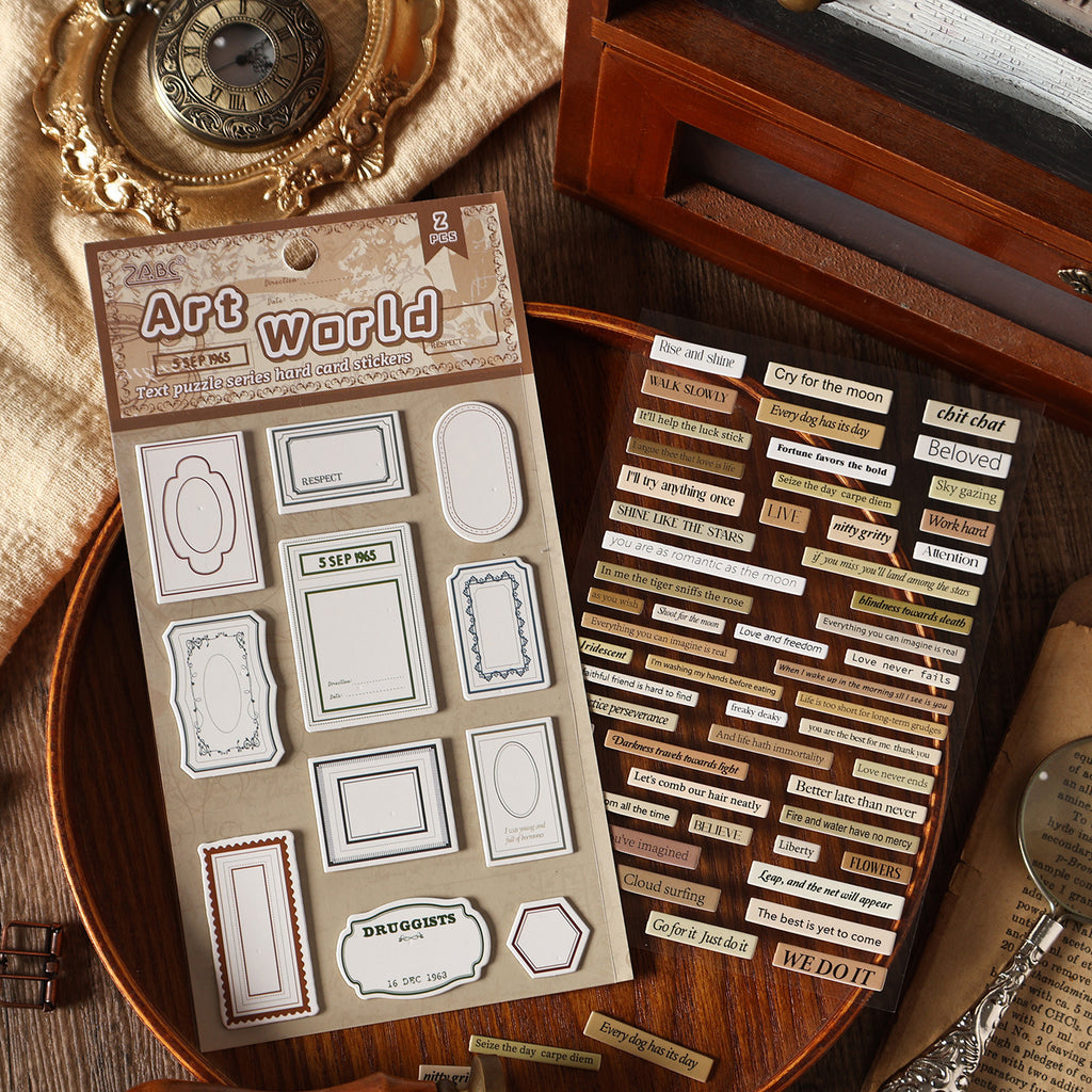 2 Sheets Vintage Quote Frame Cardstock Stickers WZMY