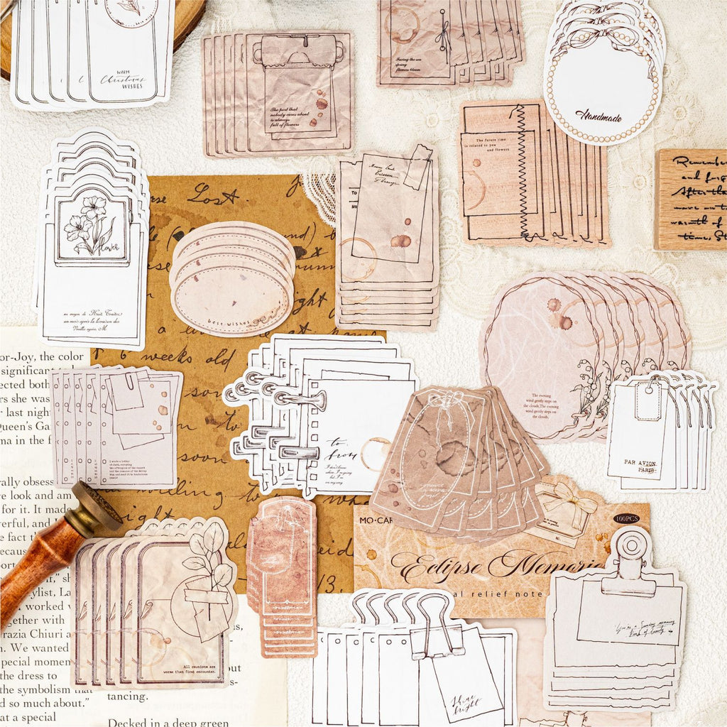 100 Pcs Vintage Notepad Paper WFJS