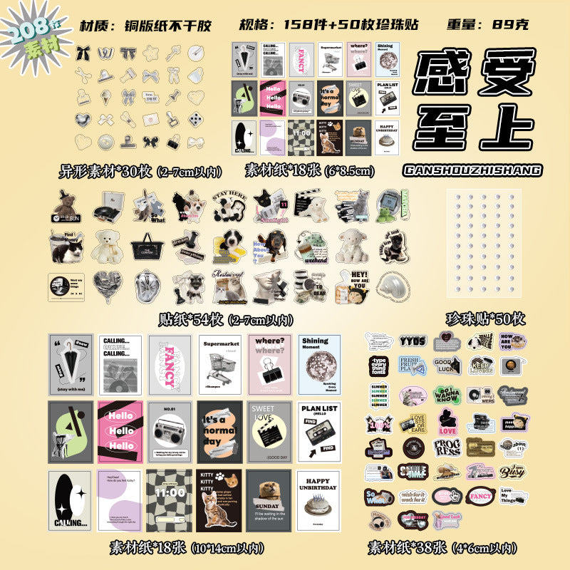 158 Pcs Scrapbook Paper and Stickers Kit XDJS