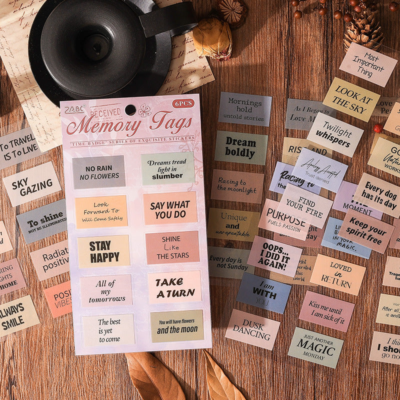 6 Sheets Vintage Words PET Stickers SGHZ