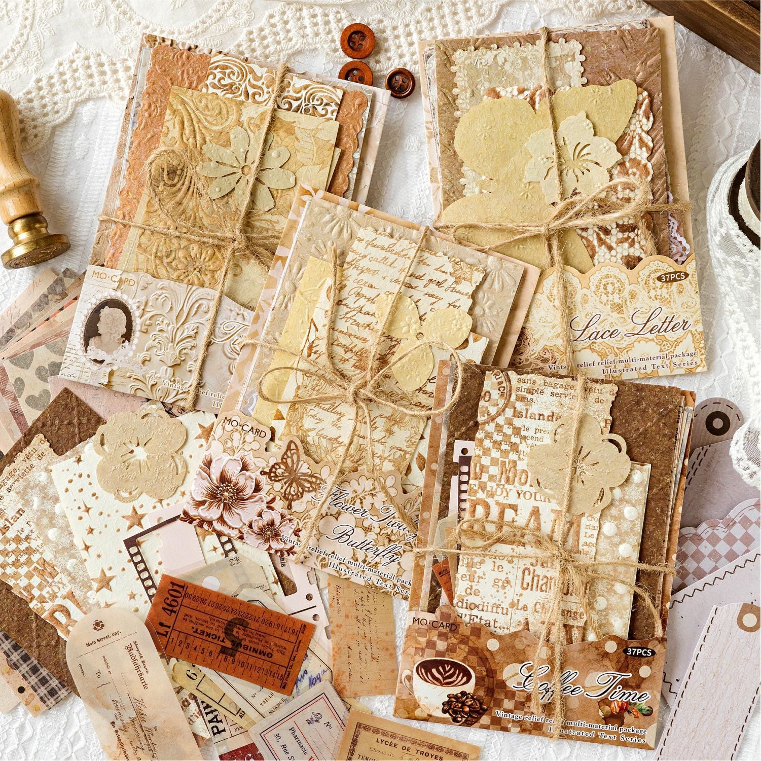 37 Pcs Junk Journal Paper and Stickers Kit FHPZ