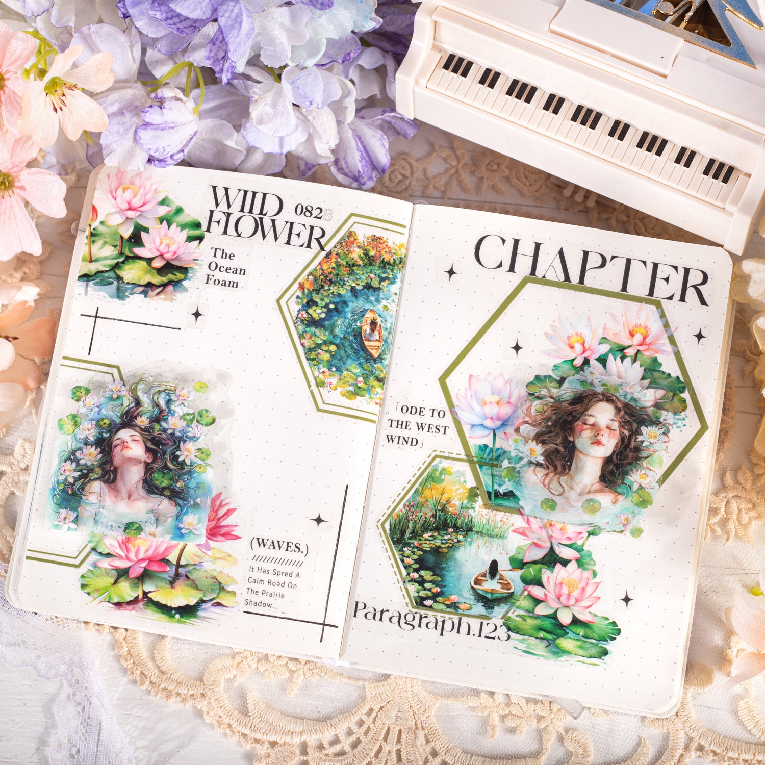 1 Roll Sea of Flowers PET Stickers Tape HHYL