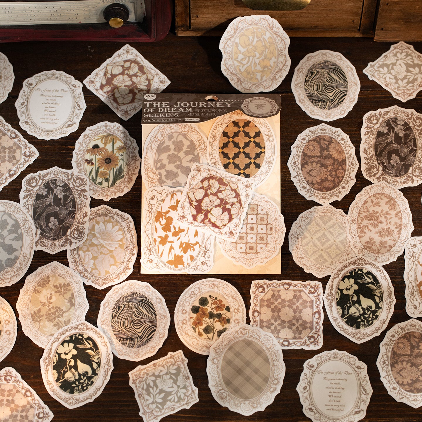 40 Pcs Vintage Floral Journal Stickers XMZL