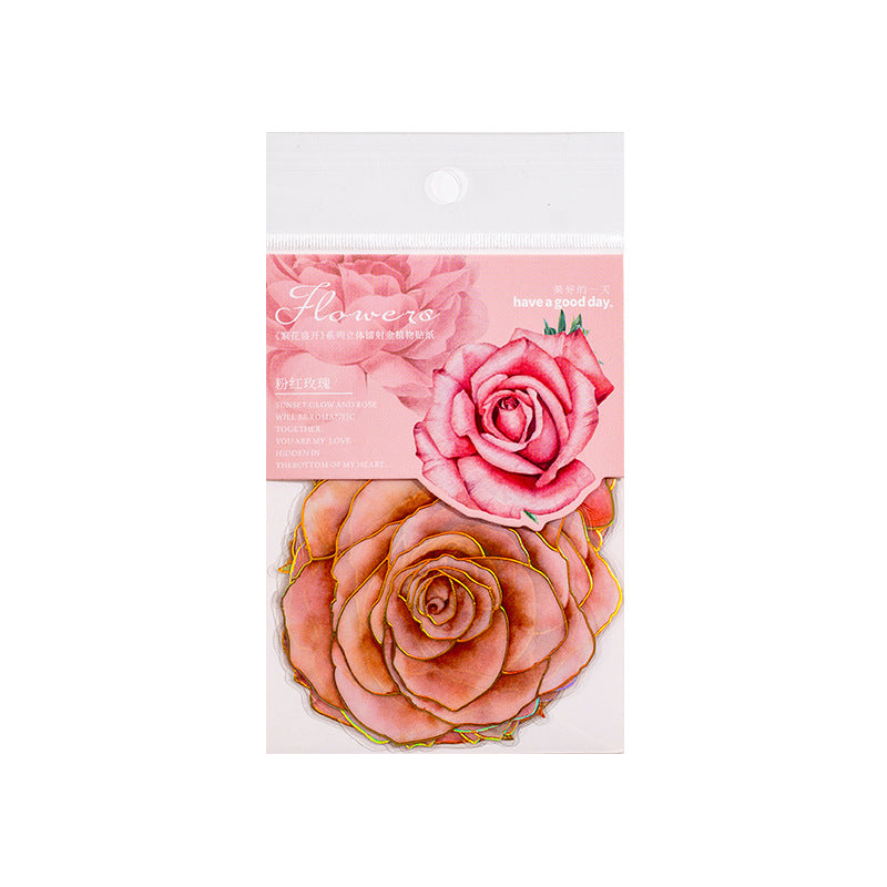 10 Pcs Gliter Flower PET Stickers FHSK