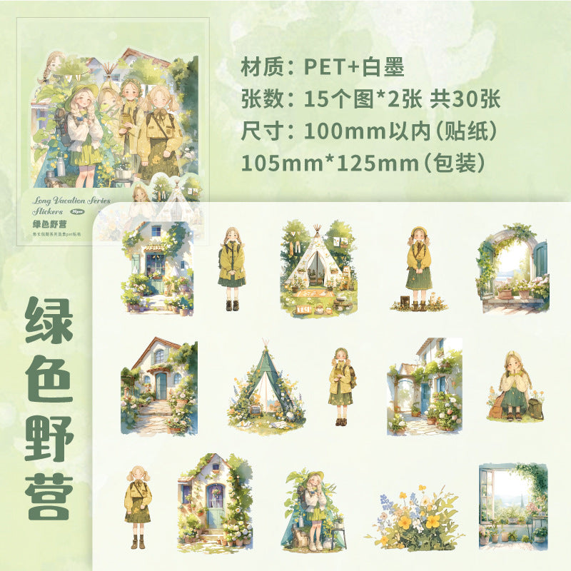 30 Pcs Cartoon Girl and Garden Stickers YCJQ