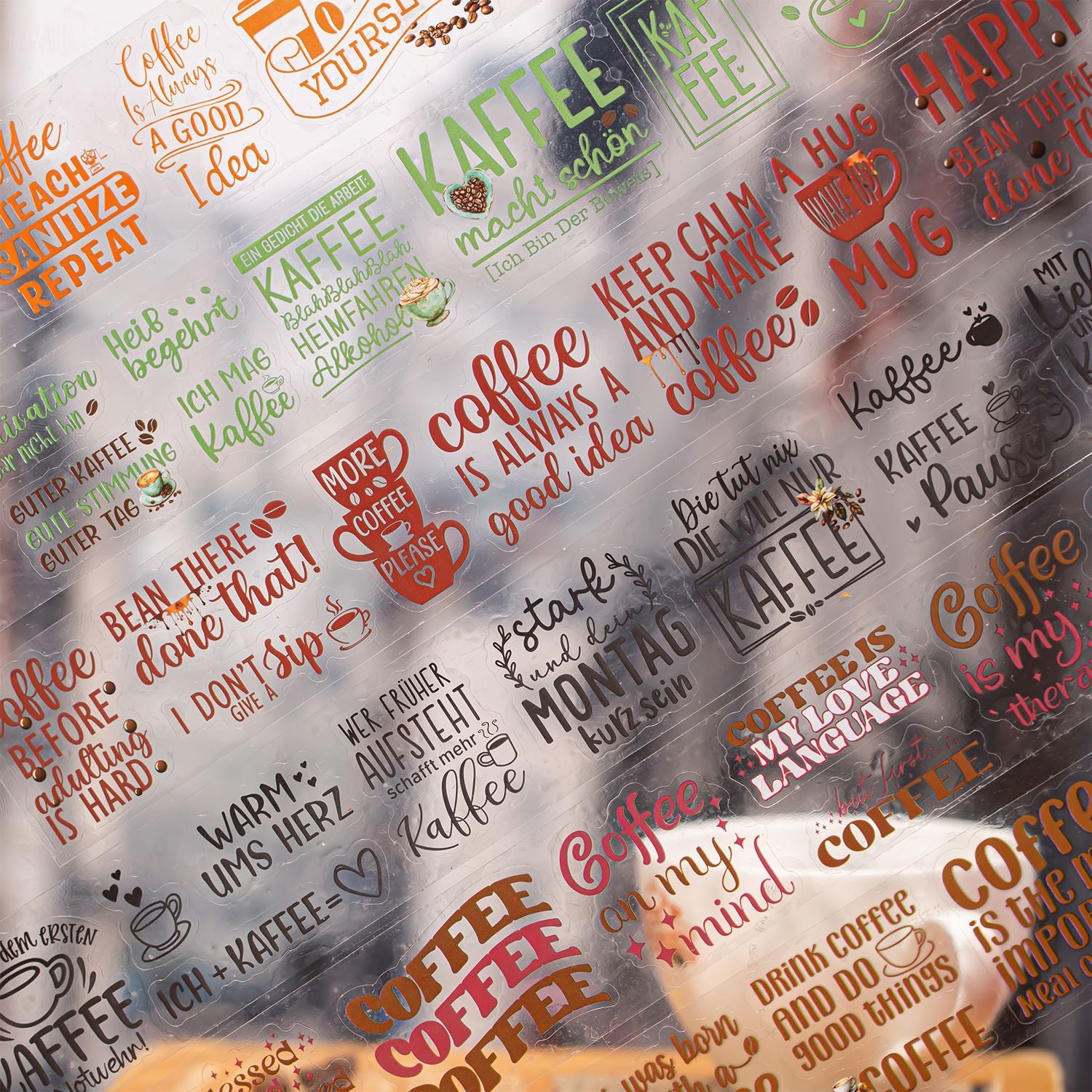 1 Roll Coffee Theme PET Stickers Tape KFYL