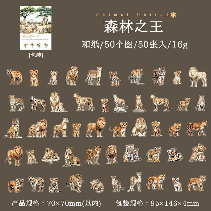 50 Pcs Animal PET Stickers DWZDY