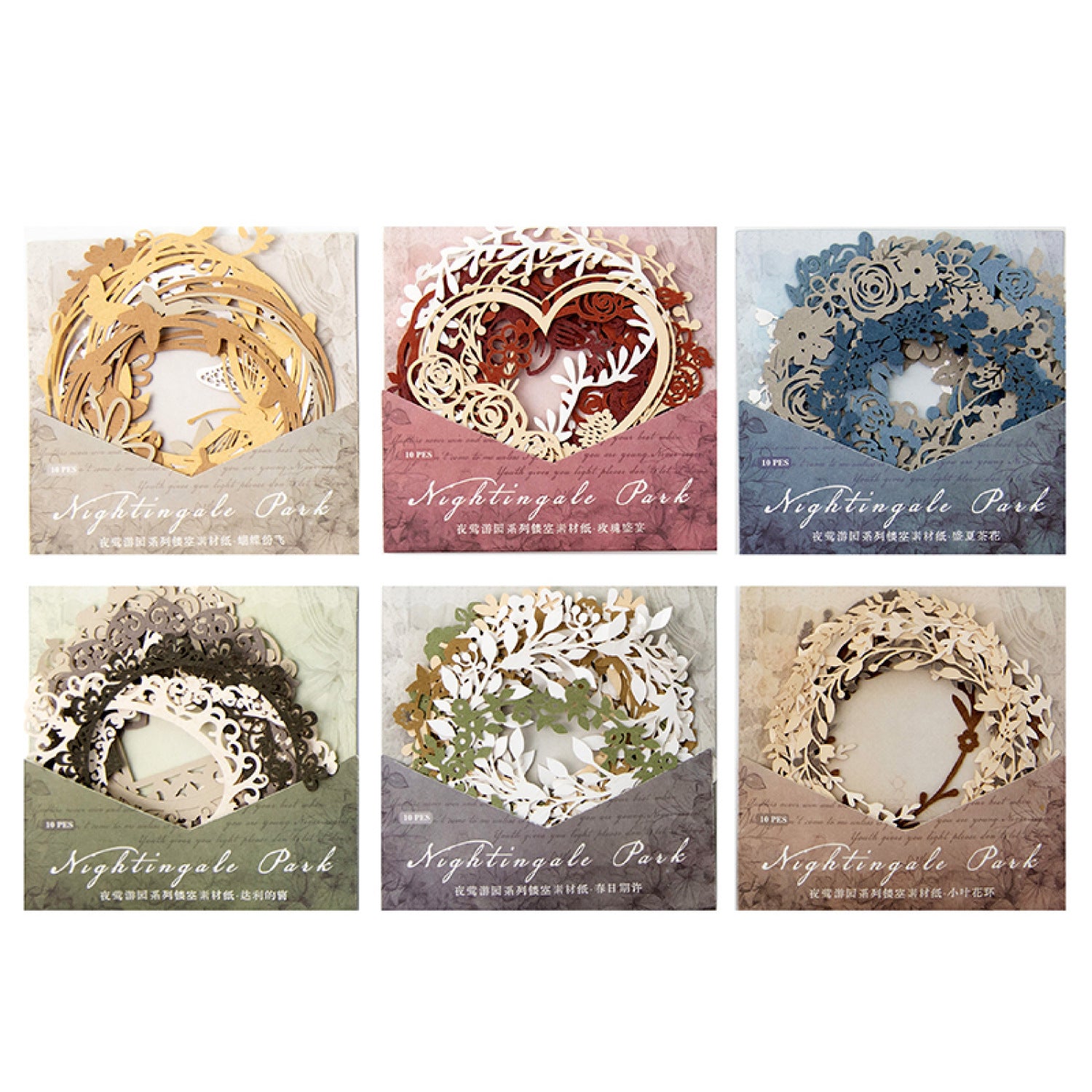 10 Pcs  Wreath Cutlout Paper YYYY