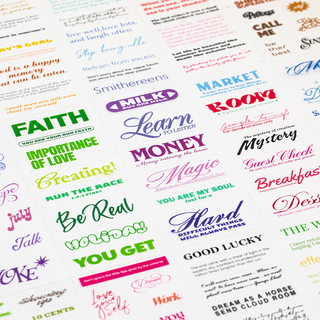 50 Sheets Quote Words PET Stickers WXXX