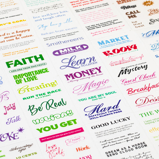 50 Sheets Quote Words PET Stickers WXXX