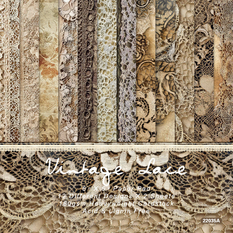 6 inch Vintage Lace Scrapbook Paper Pad SKP035