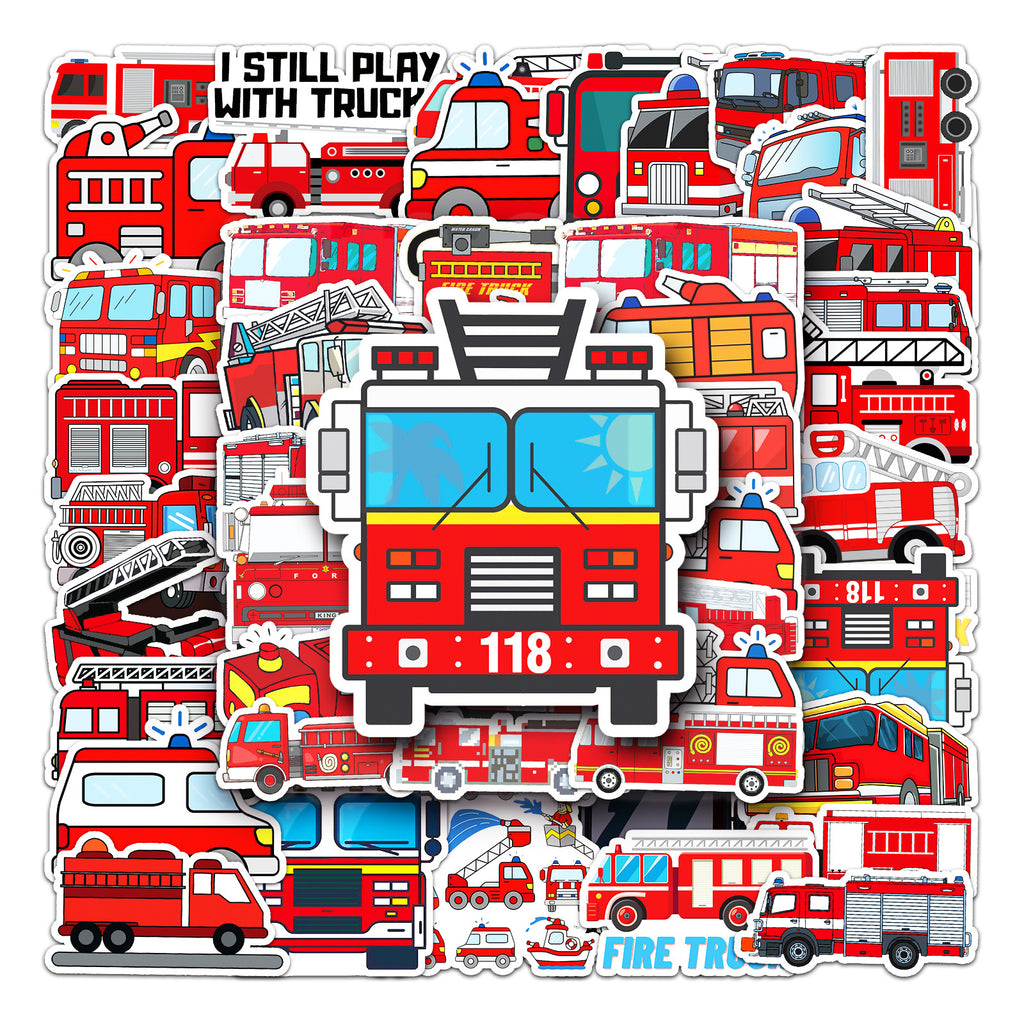 50 Pcs Vinyl Fire Engine Stickers XFC493