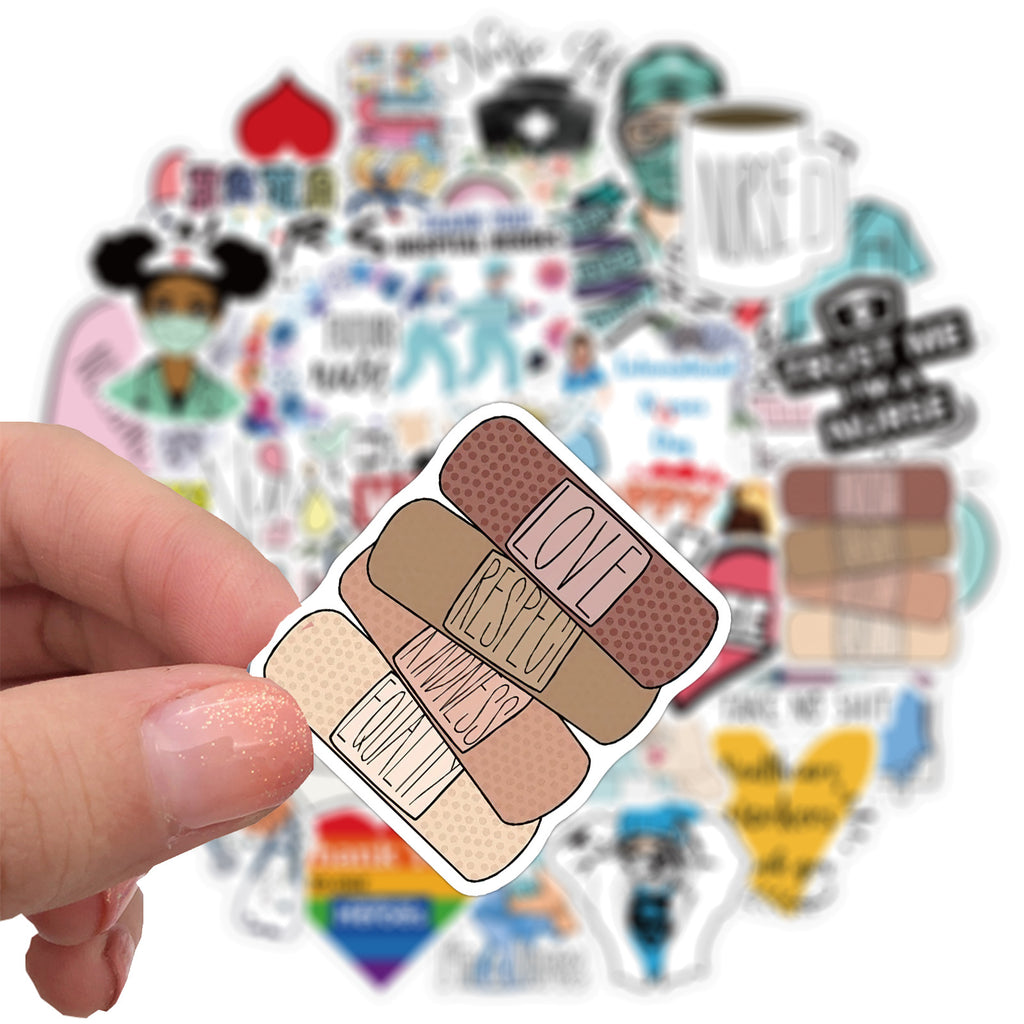 50 Pcs Vinyl Nurses Day Stickers HT043