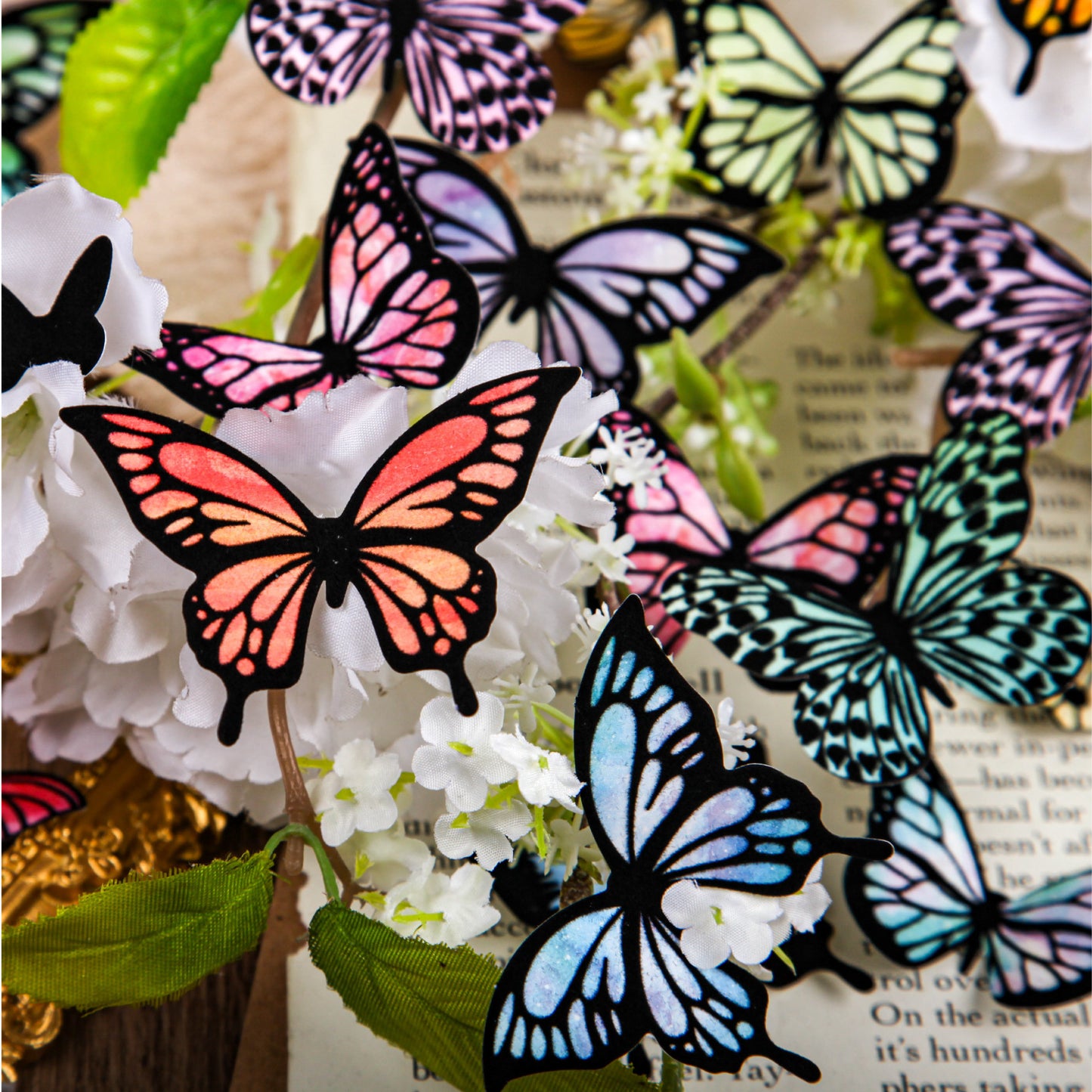 18 Pcs Flocked Butterfly Scrapbook Supplies CWXl