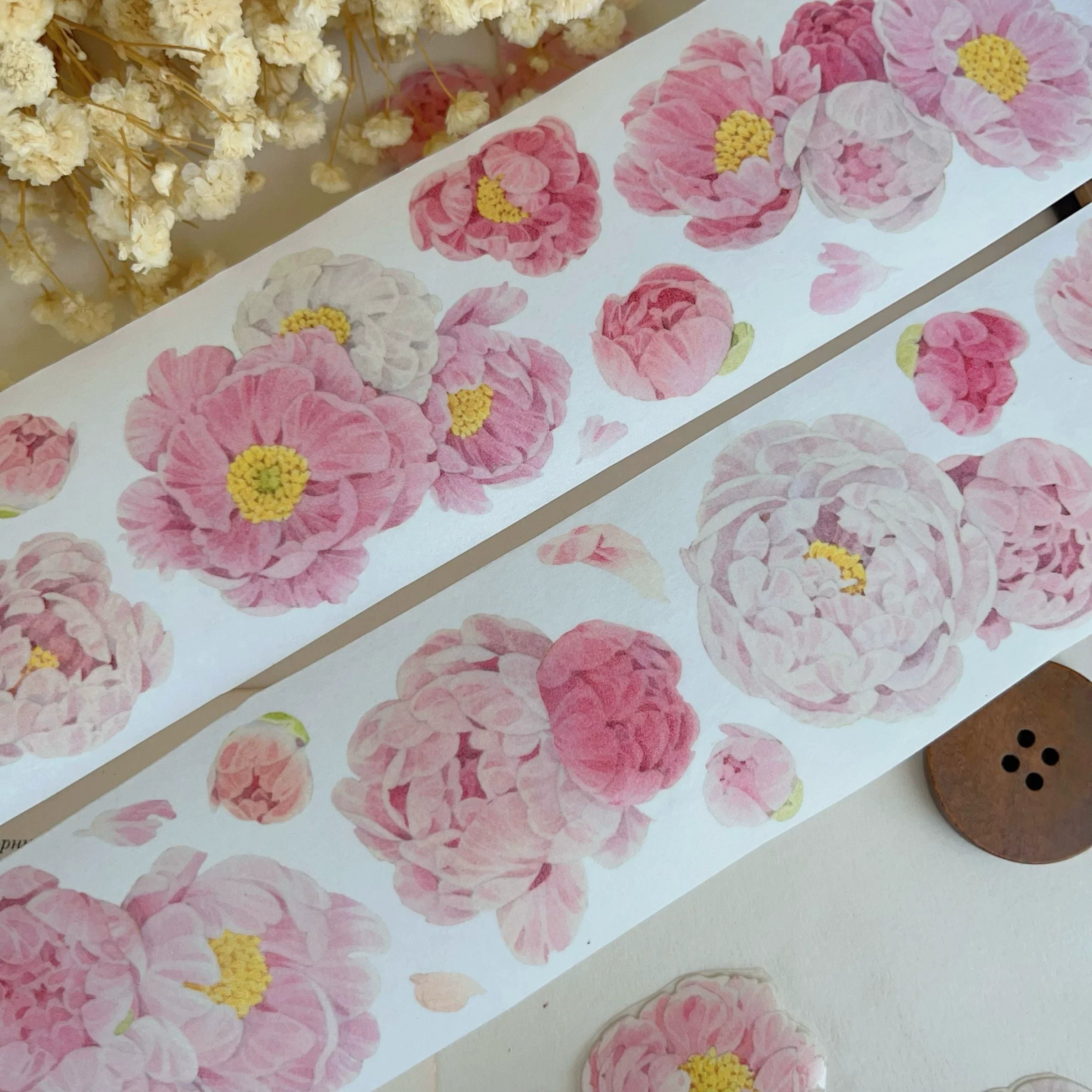 Floral Decorative Tape Rolls- Peony Blush