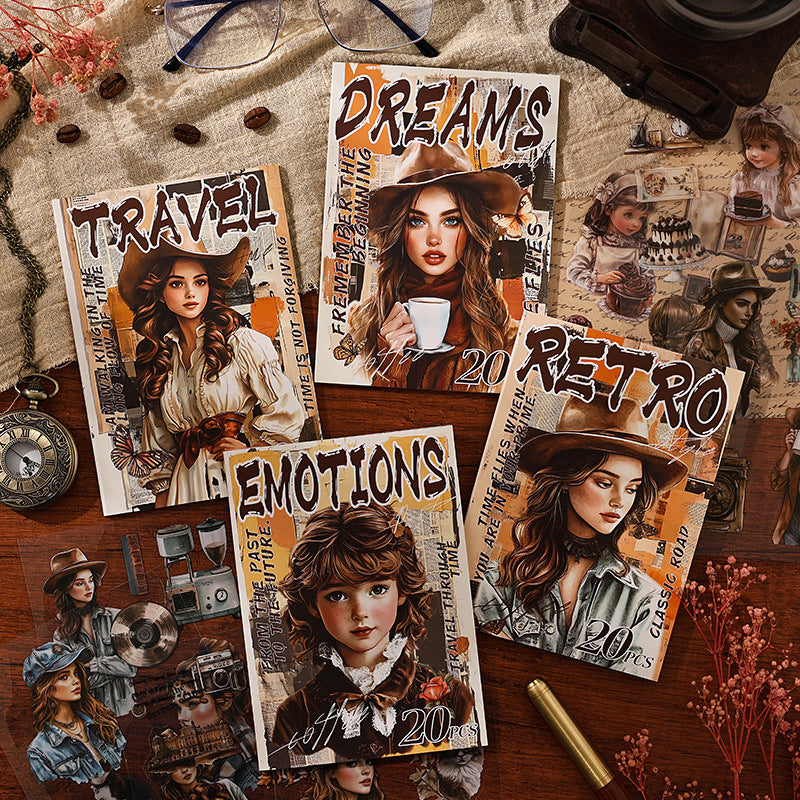 20 Pcs Vintage PET Stickers Book ZSLN