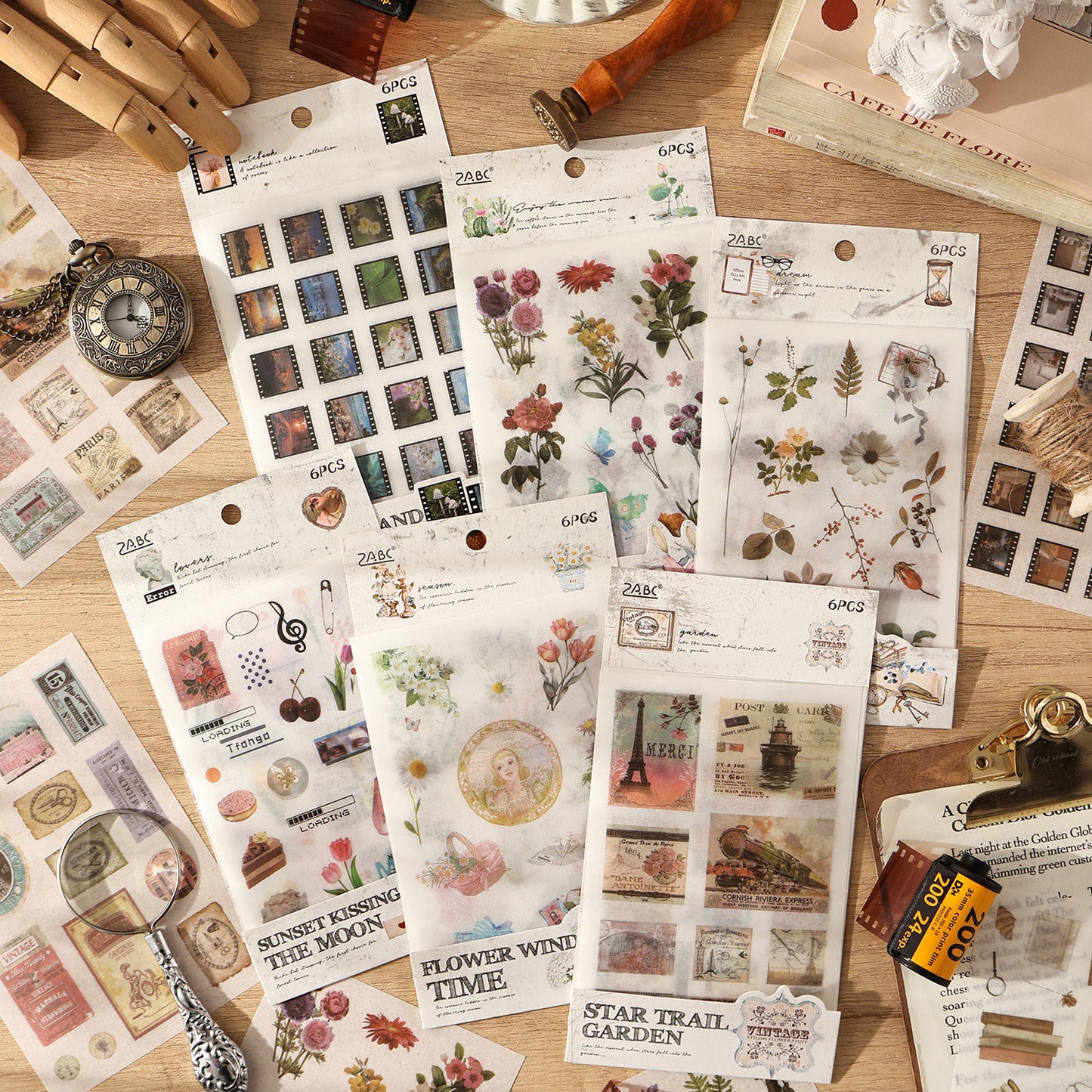 6 Sheets Basic Journal Stickers ZJWD