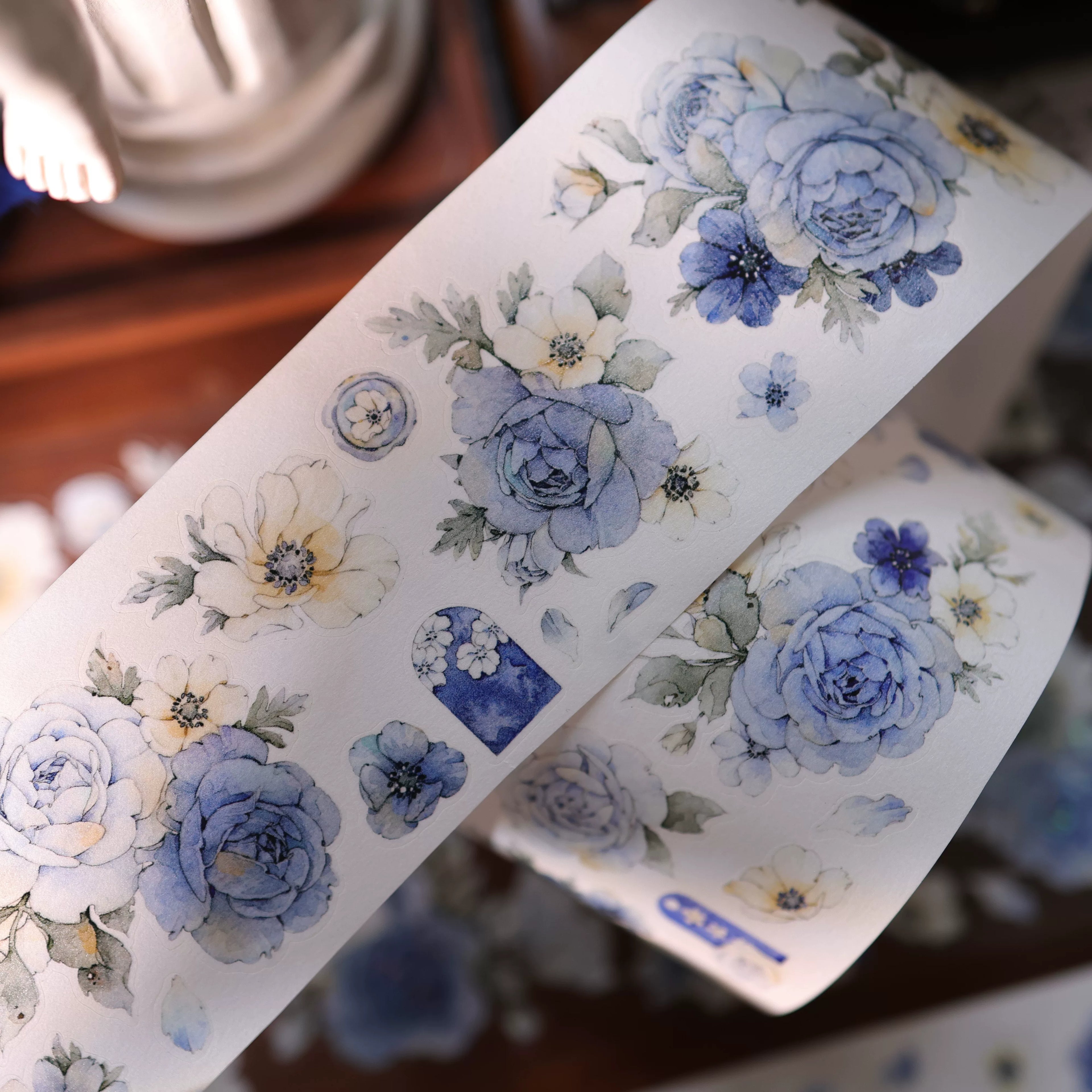 Floral Decorative Tape Rolls- Cyan Flora