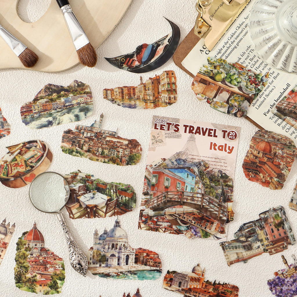 20 Pcs World Travel PET Stickers LTMJ