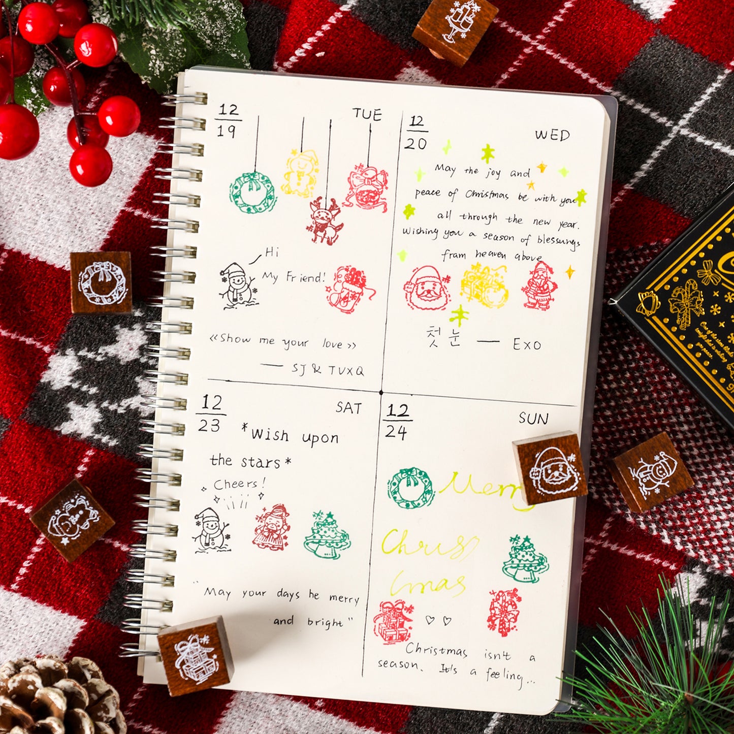 9 Pcs Christmas Wooden Stamp Kit SDYXL