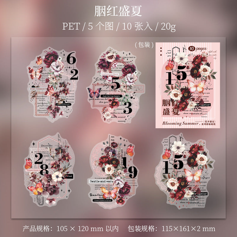 10 Pcs Butterfly and Flower PET Stickers HKSX