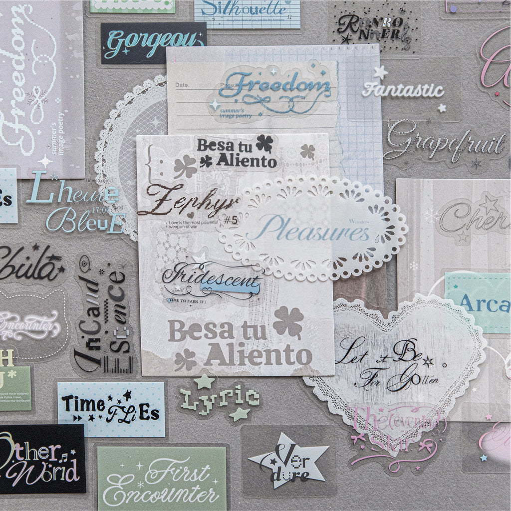 30 Pcs Aesthetic Words PET Stickers RRJS