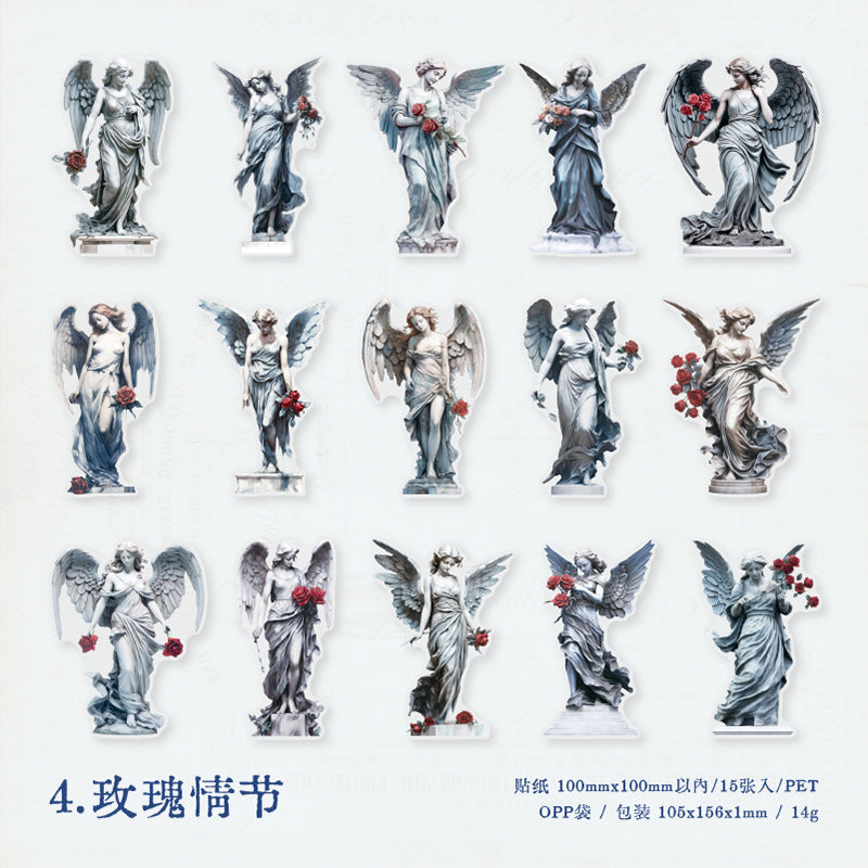 15 Pcs Sculpture Themed PET Stickers DSKXQ