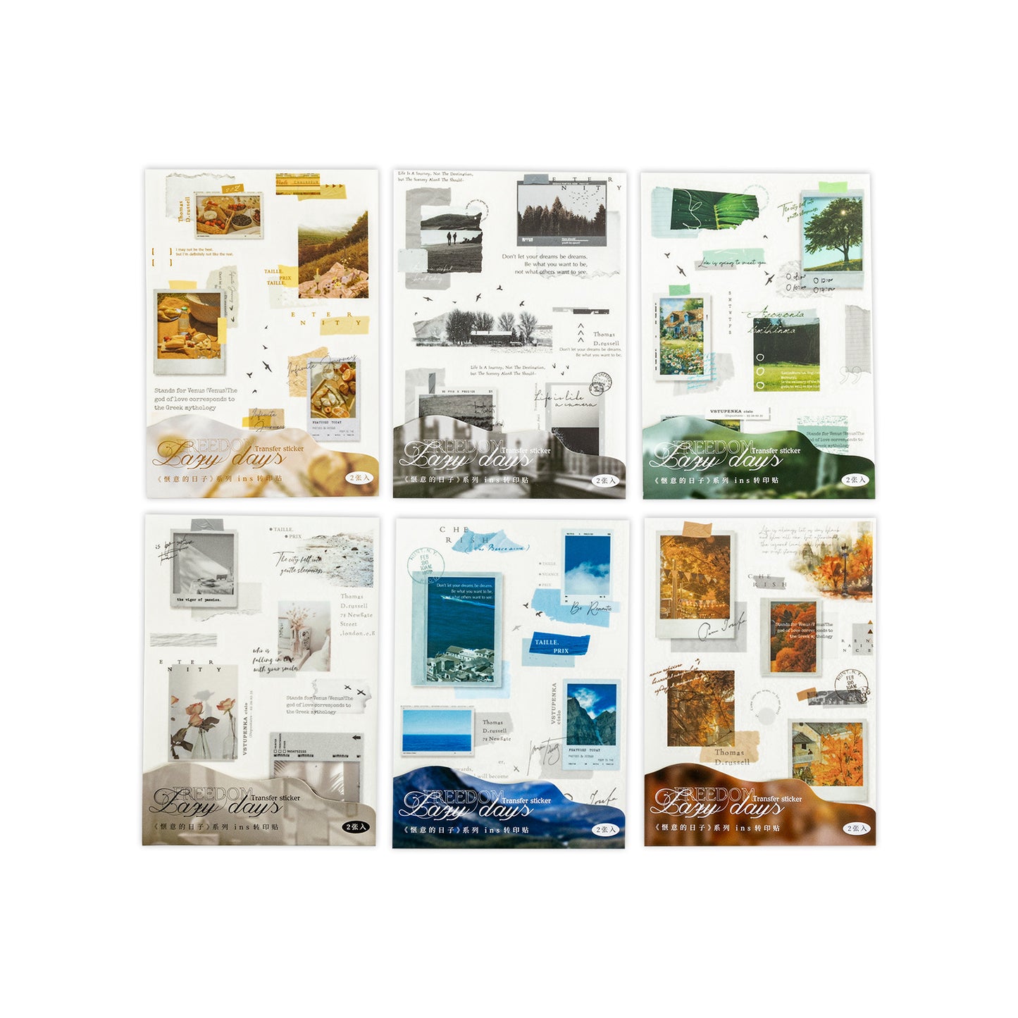 2 Sheets Travel Theme Transfer Stickers QYDRZ