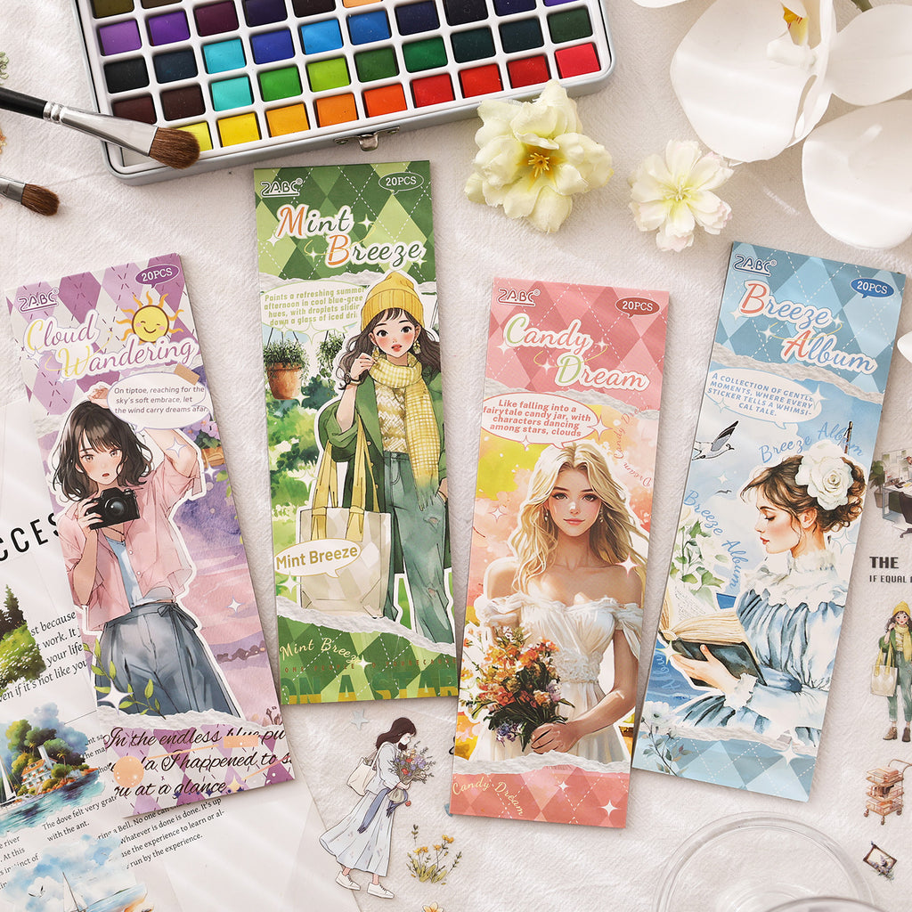 20 Pcs Lifestyle Girl PET Stickers Book QYWY