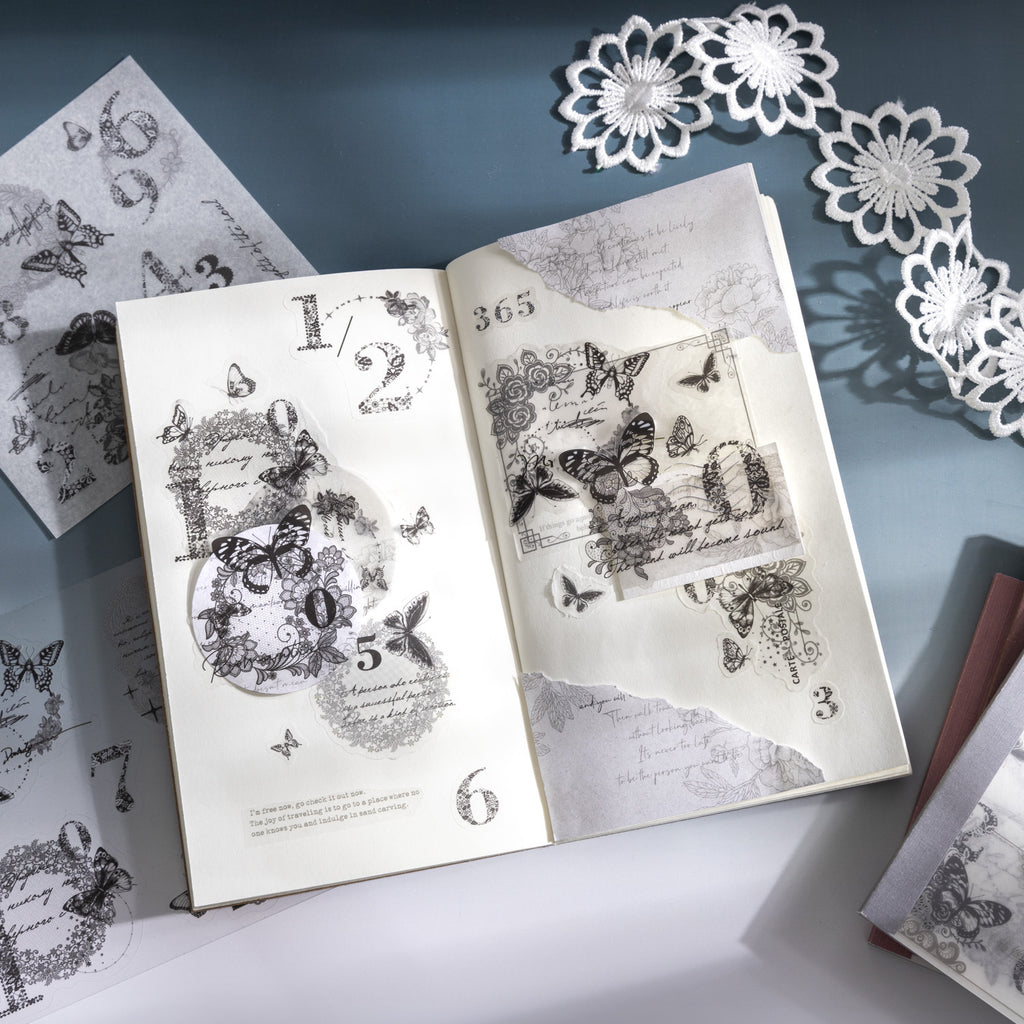 30 Pcs Lace PET Stickers Book LSXJ