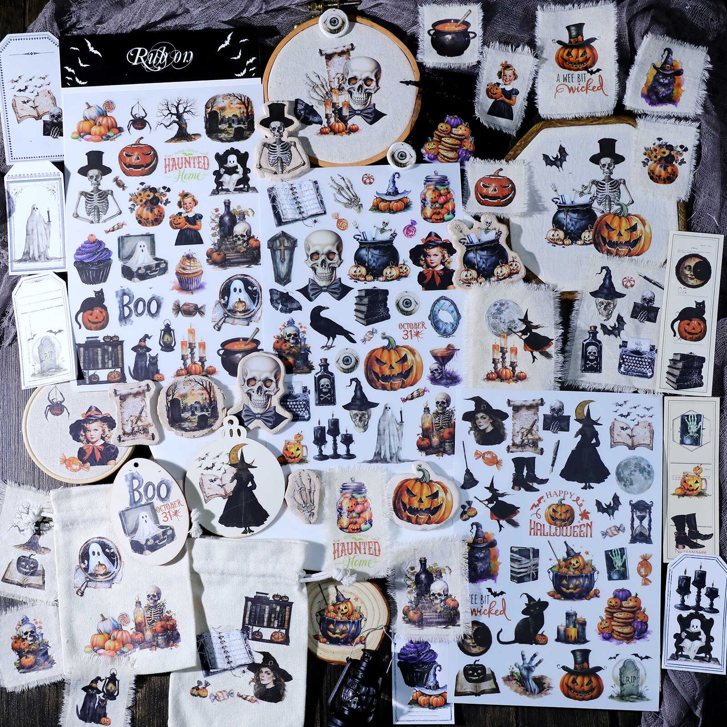 3 Sheet Halloween Rub on Stickers