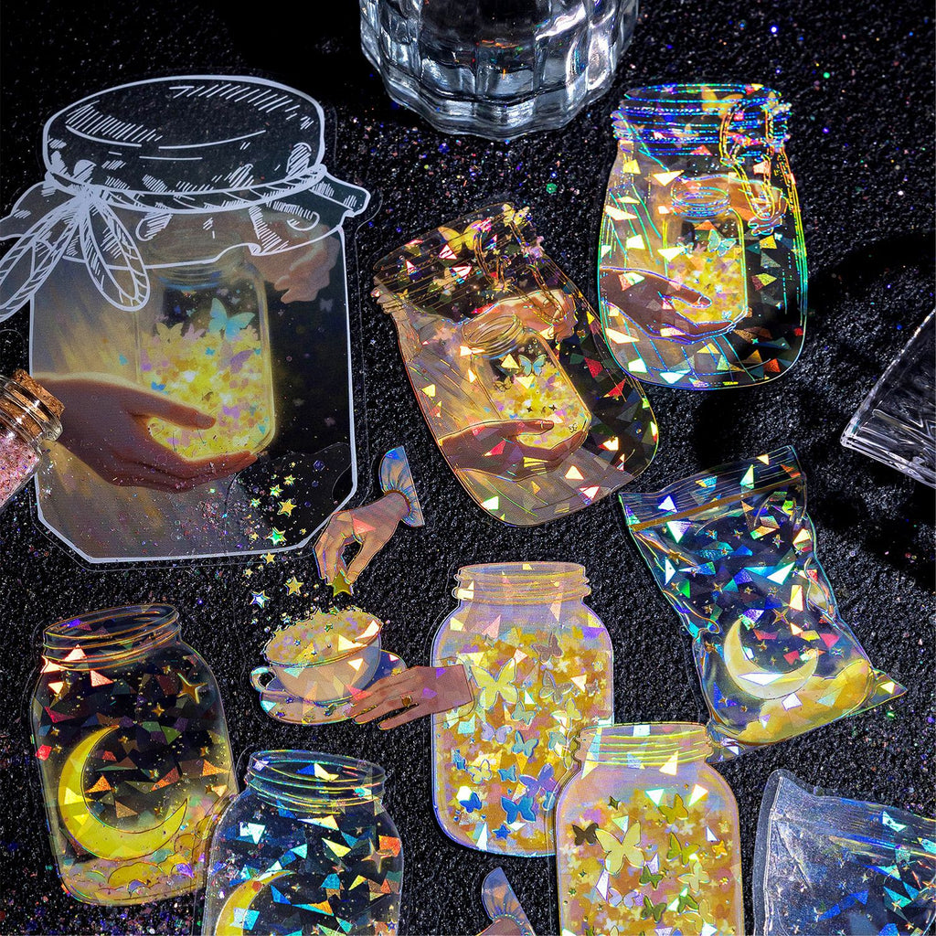 10 Pcs Gold Foil Bottle PET Stickers PZYZ