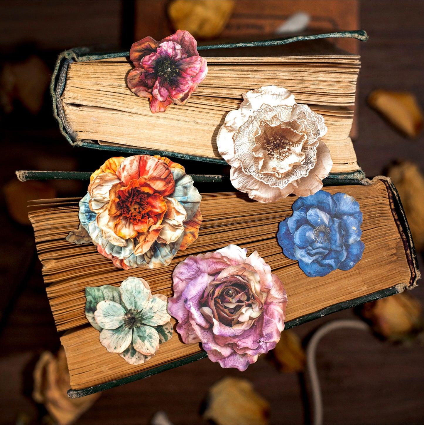 20 Pcs Vintage Flower Stickers FGHY