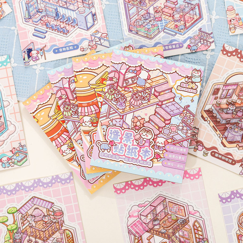 3D Scene DIY Stickers Book WASH