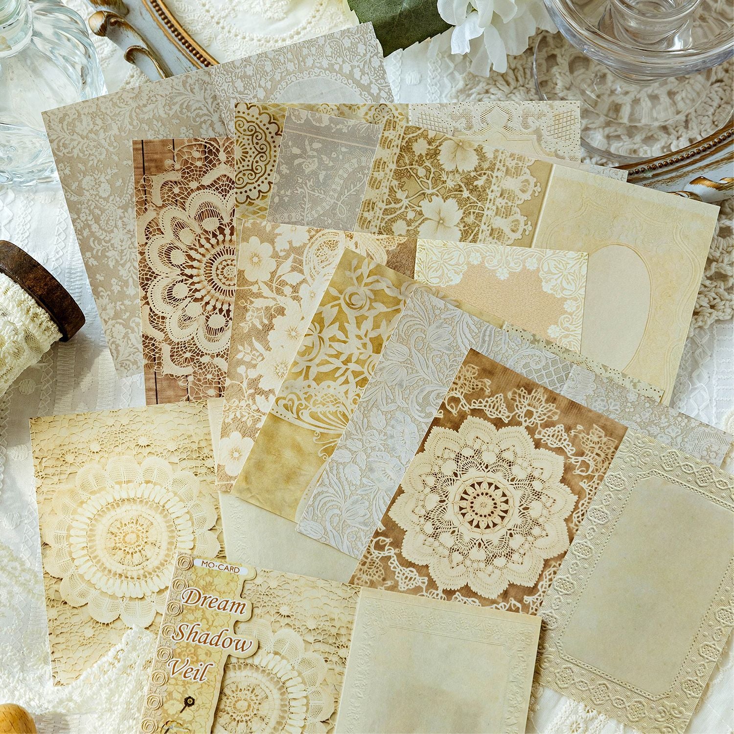 20 Sheets Vintage Lace Scrapbook Paper LSBWG