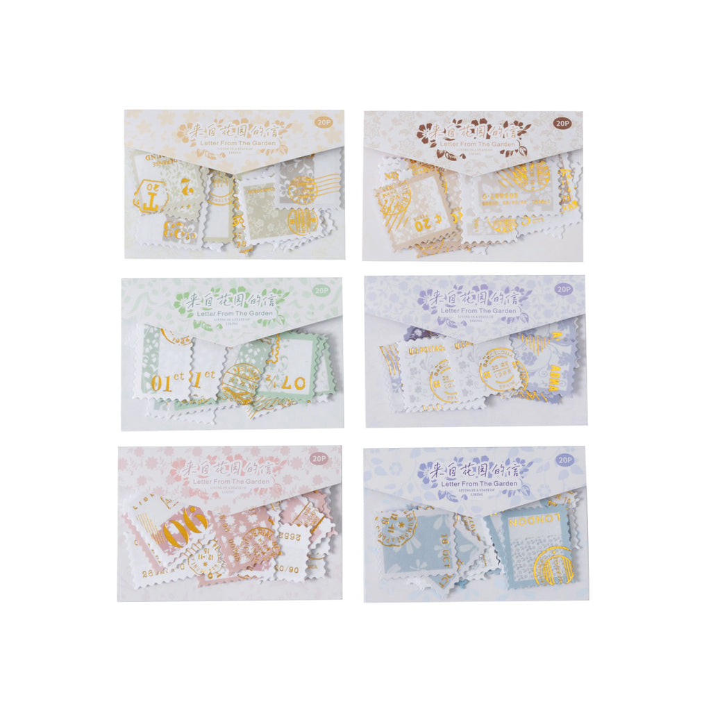 20 Pcs Floral Postage Stamp Stickers LZHY