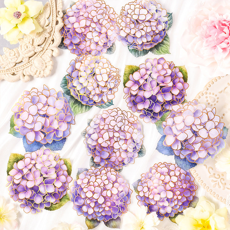 10 Pcs Gold Foil Flower Stickers HJWY