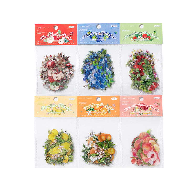 40 Pcs Fruit PET Stickers HGZRCS