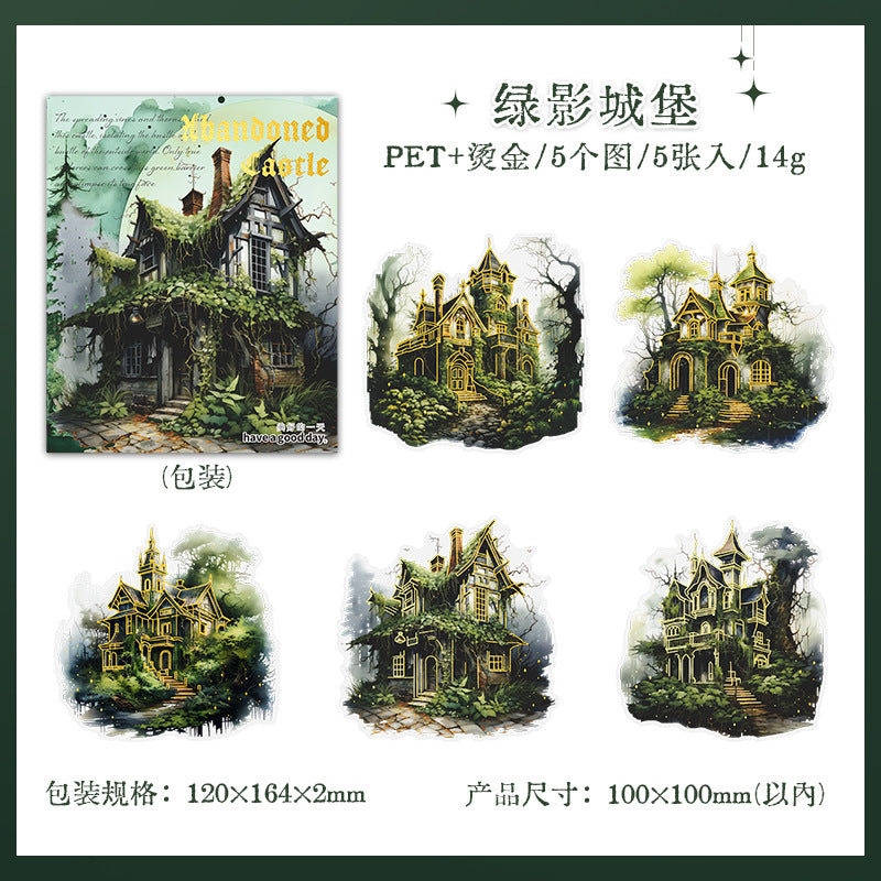 5 Pcs Castle PET Stickers HFCB