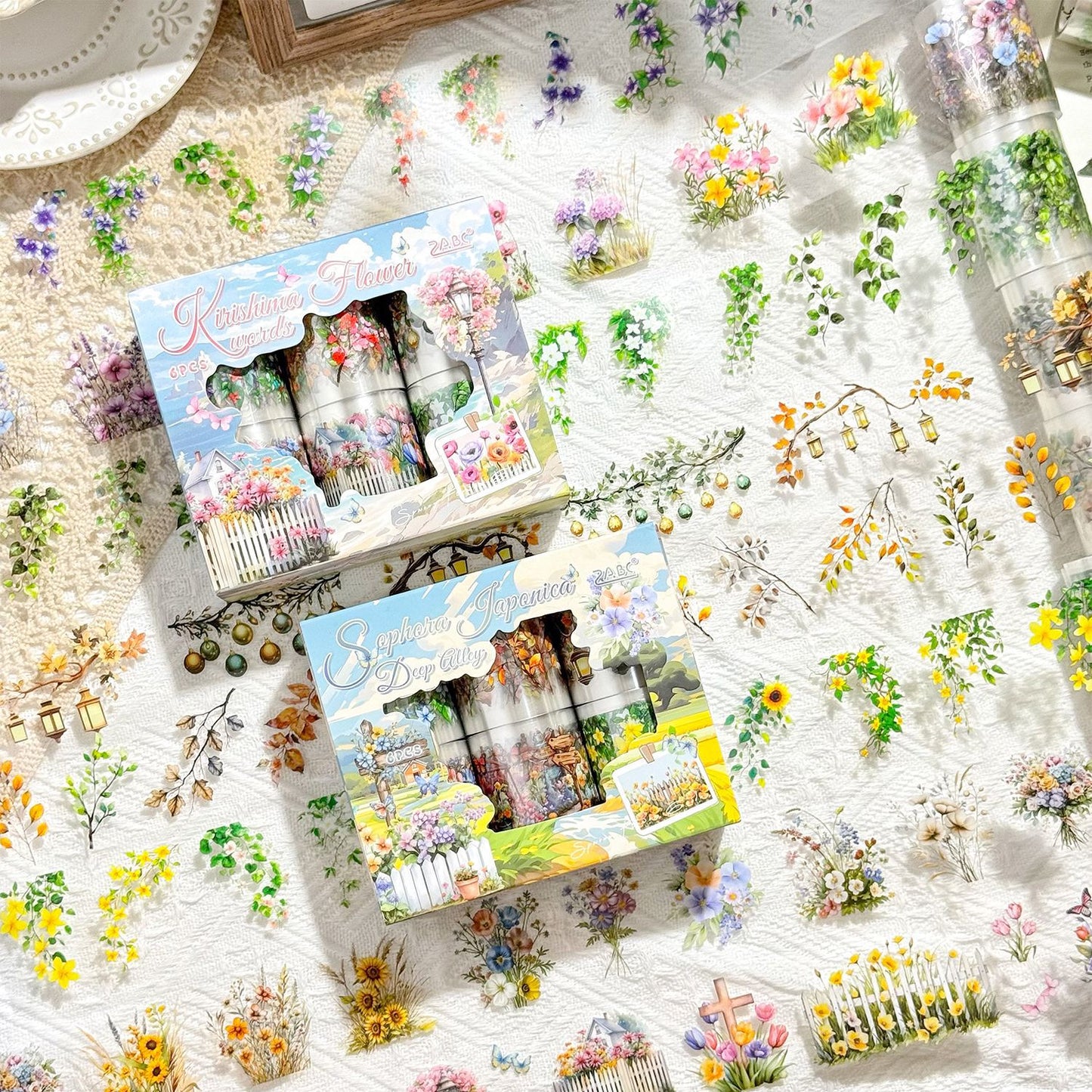 6 Rolls Flowers Vine PET Stickers Tapes Set CXHJ