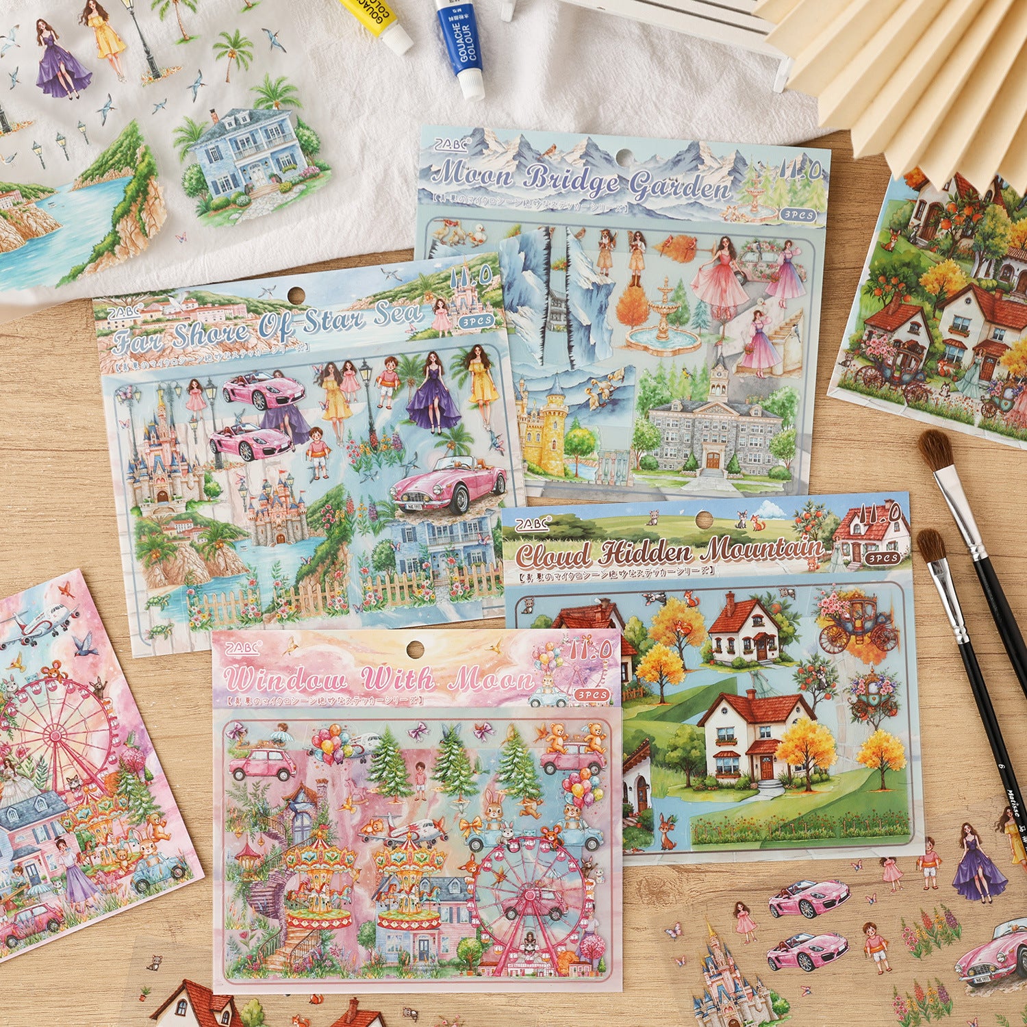 Fantasy Garden Manor Scene DIY Stickers Kit ZXWJ