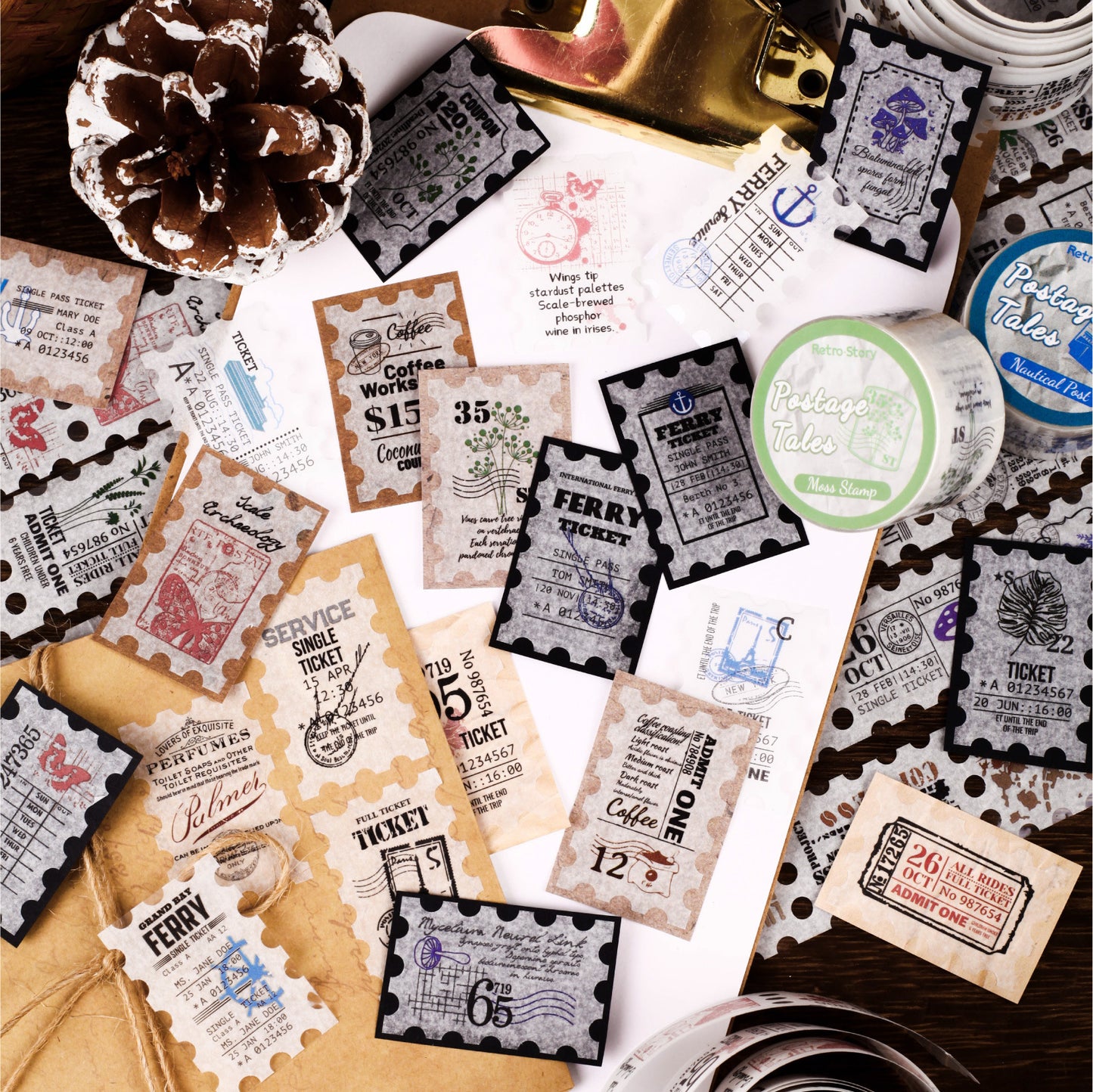 1 Roll Vintage Postage Stamp Stickers Tape YJTJ