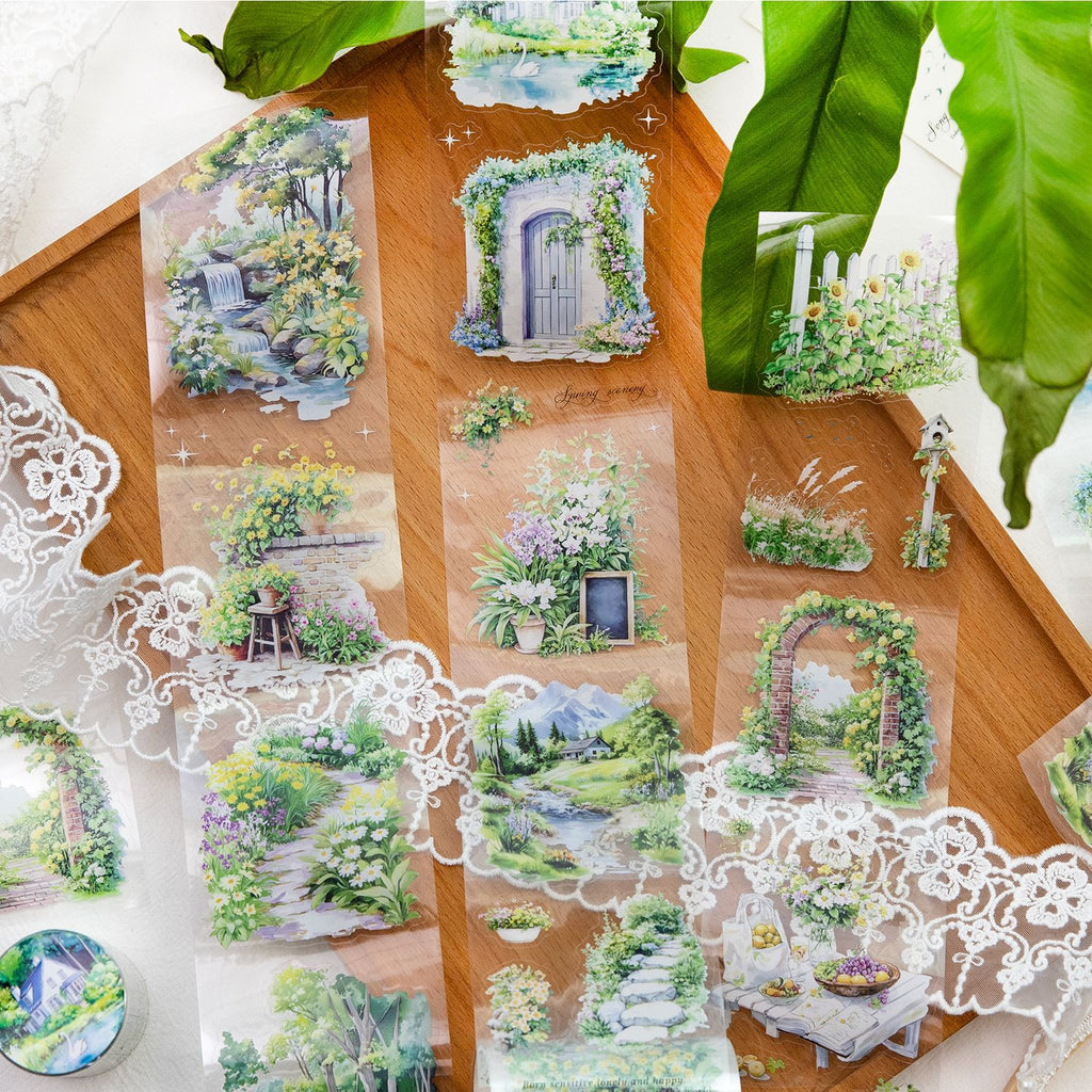 1 Roll Garden Theme PET Stickers Tape LYJCJJ