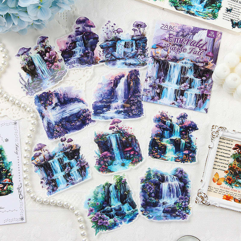 10 Pcs Waterfall PET Scrapbook Stickers CLPG