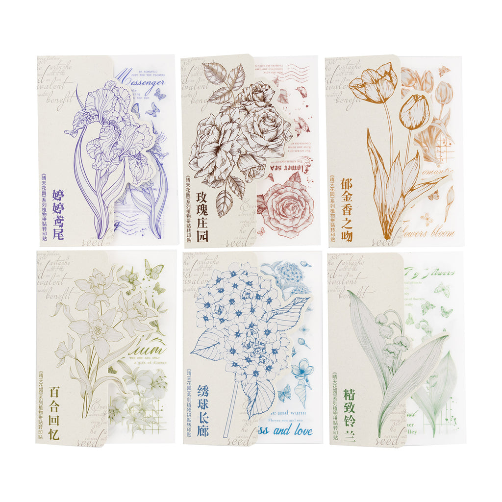 3 Pcs Flower Transfer Stickers QTHY
