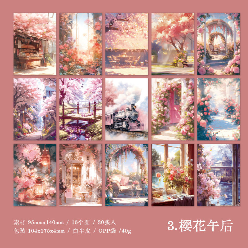 30 Pcs Fantasy Forest Scrapbook Paper ZYHJ