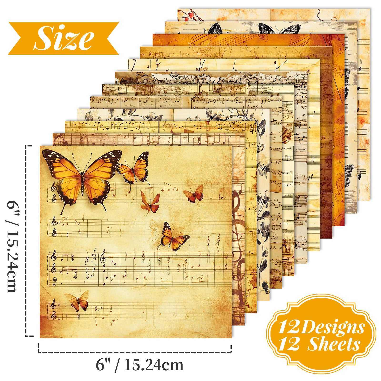 6 inch Music Sheet Scrapbook Paper Pad PA839