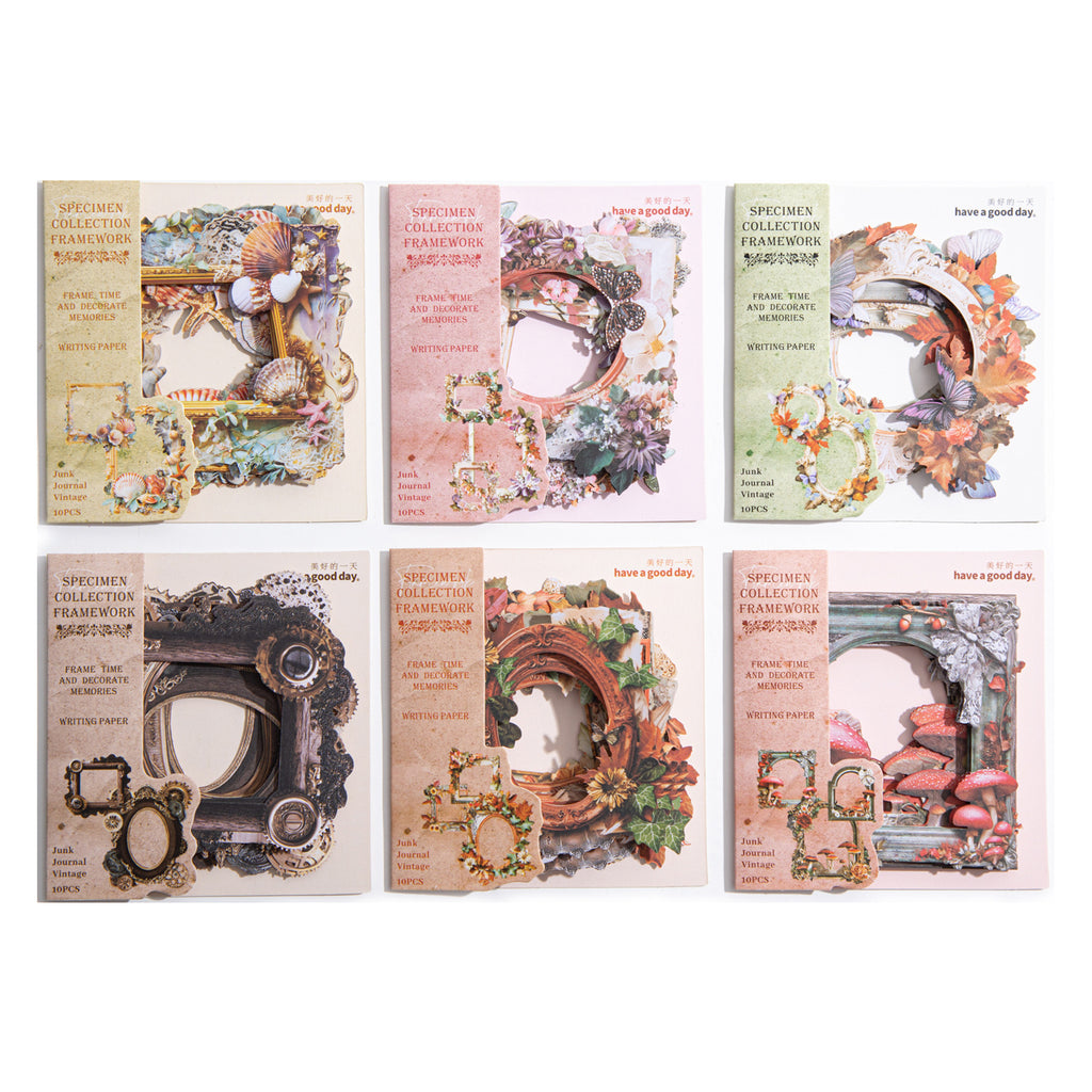 10 Pcs Botanical Frame Cardstock Stickers ZCBBK