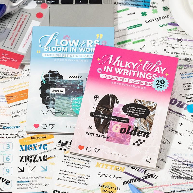 20 Sheets Quote PET Stickers Book WZZY