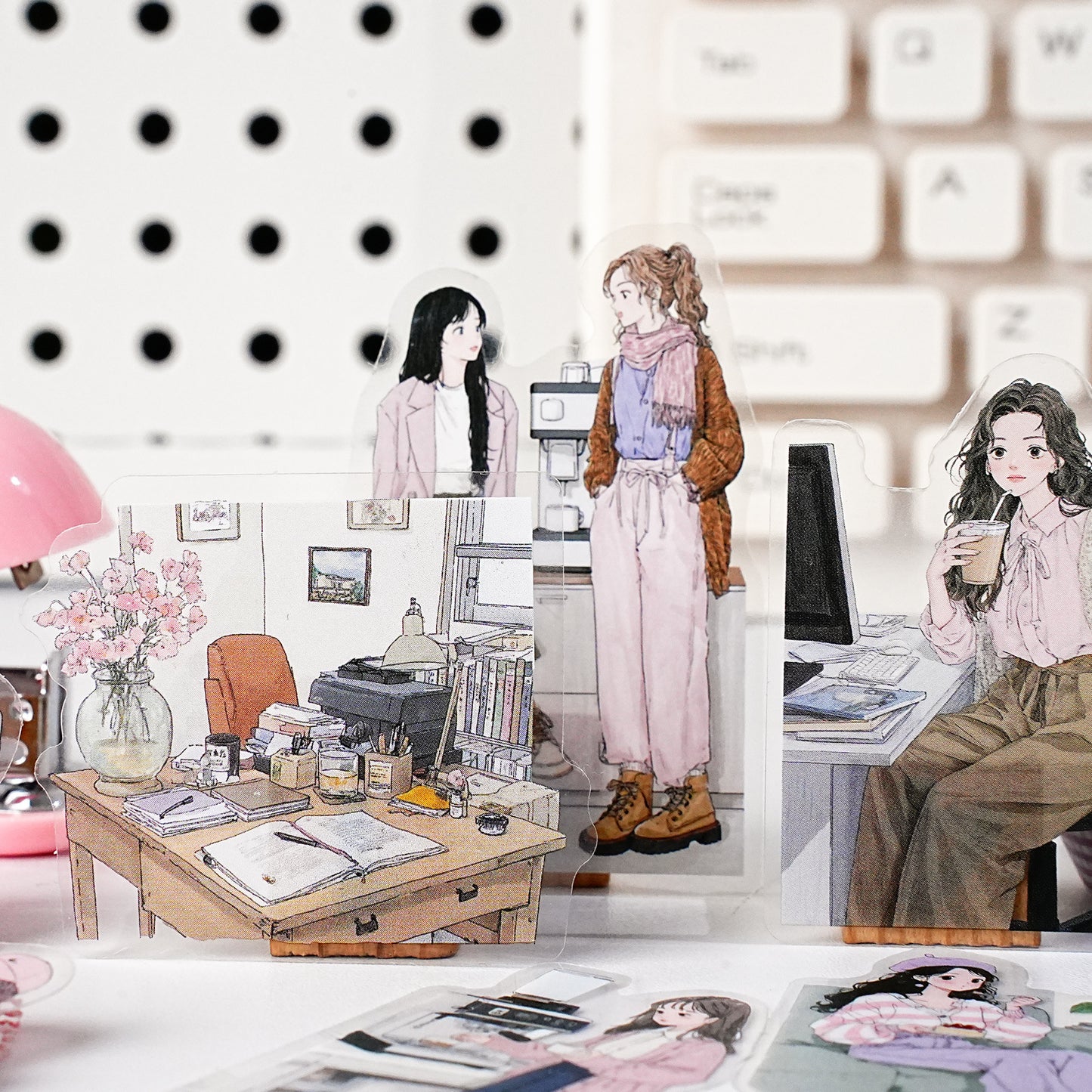 15 Pcs Daily Girl PET Stickers ZCXX